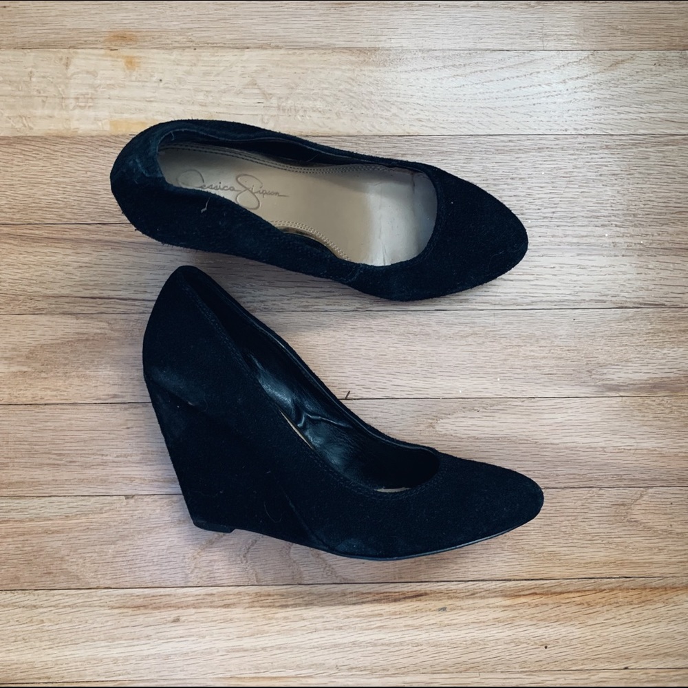 Jessica Simpson Black Wedge Heels